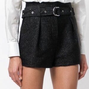 IRO NWT Black Shimmer Raw Edge Metallic Shorts